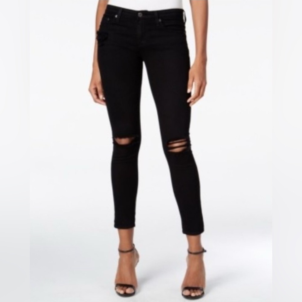AG Denim Adriano Goldschmied Black Distressed Legging Ankle Super Skinny Jeans